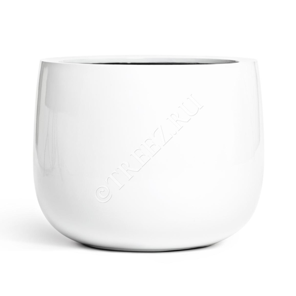 Кашпо TREEZ Effectory - Gloss - Низкая широкая чаша - Белый глянцевый лак