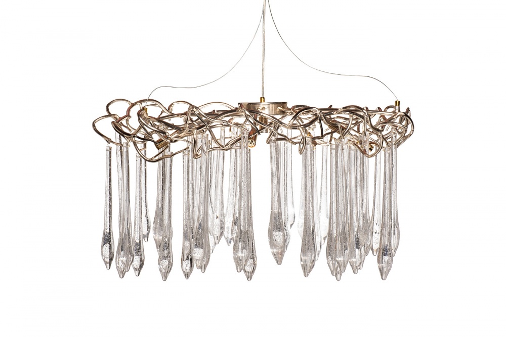 Люстра круглая "Капли" d.80*h.50см, шампань