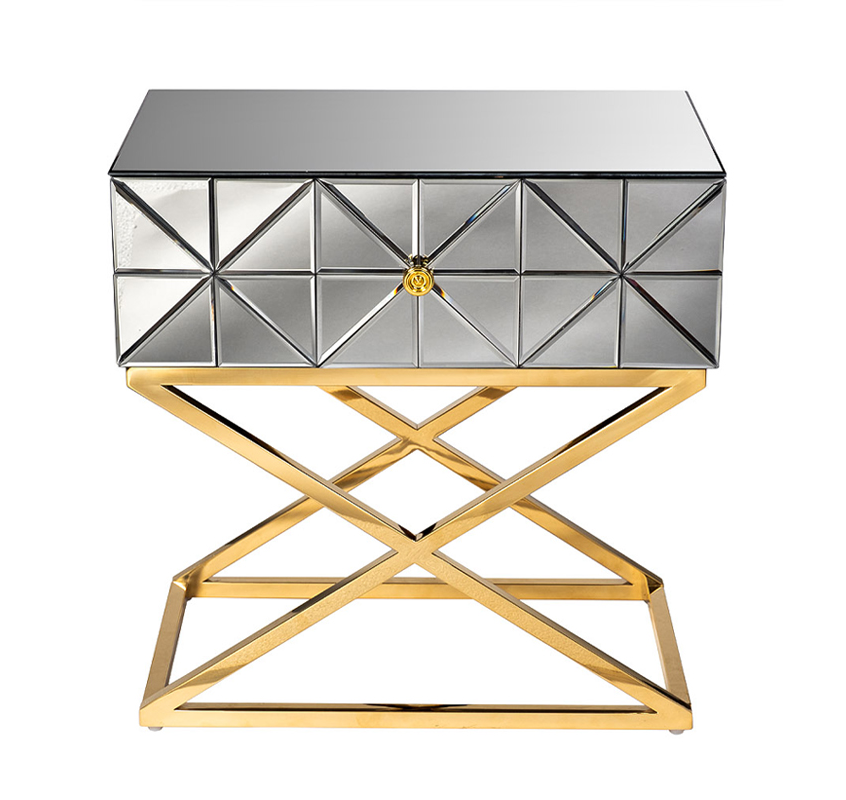 Тумба с матовой зерк.отделкой каркас металл.  60*40*60см