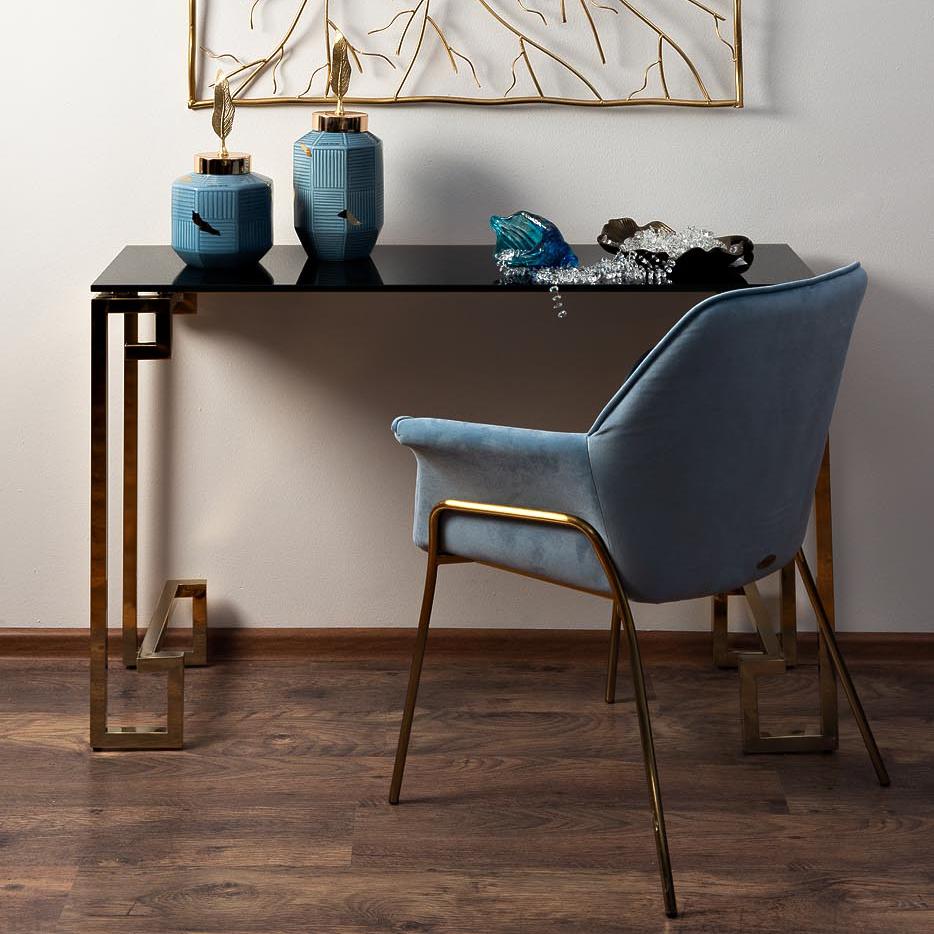 Консоль черное стекло/золото 13RXC3049-GOLD