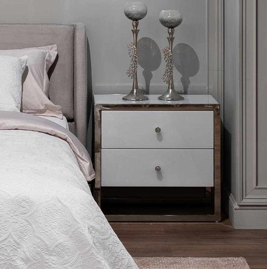 Тумба с 2-мя ящиками белая/хром KFG104