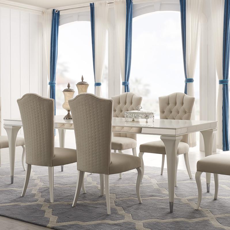 Обеденный стол раздвижной белый глянцевый лак Rimini