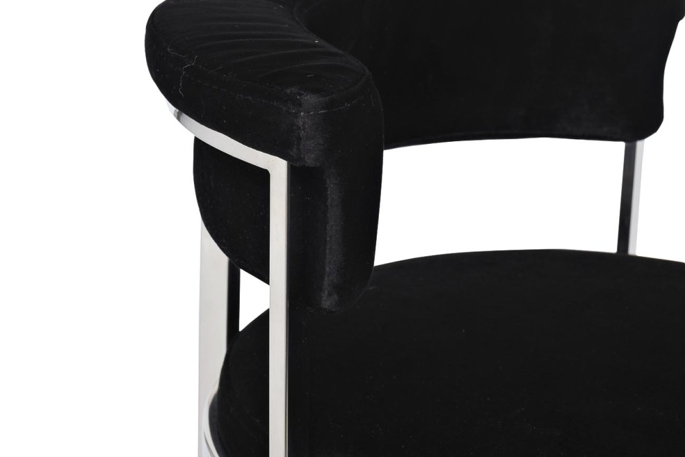 Стул барный велюр черный/хром  GY-B8216-BL