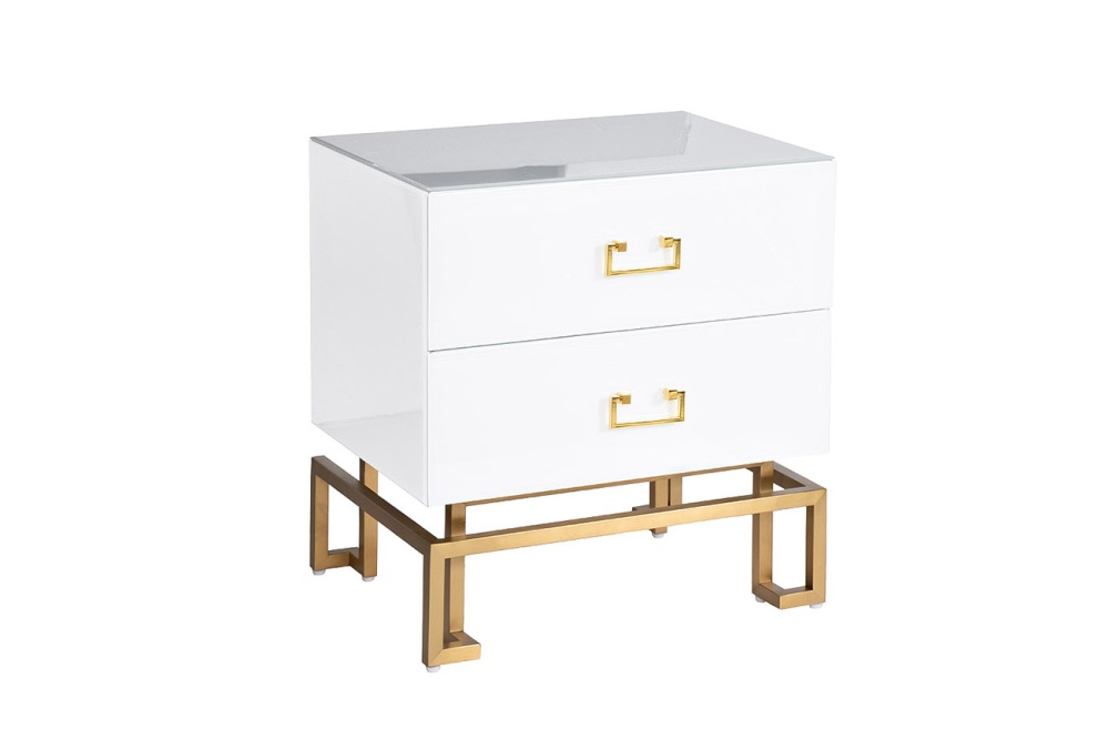 Тумба 2 ящика белая/золото 55*40*58см