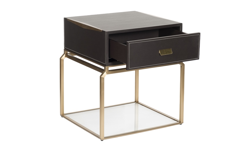 Тумбочка экокожа коричн/мат.золото 58,5*53*64,5см