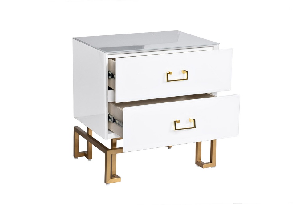 Тумба 2 ящика белая/золото 55*40*58см