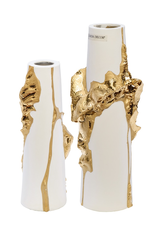 Ваза керамическая белая с золотым декором 55RD5203L