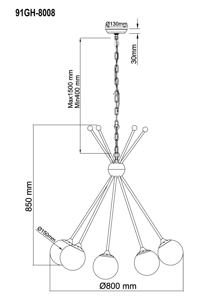 Люстра потолочная, латунь d.80см h.85см