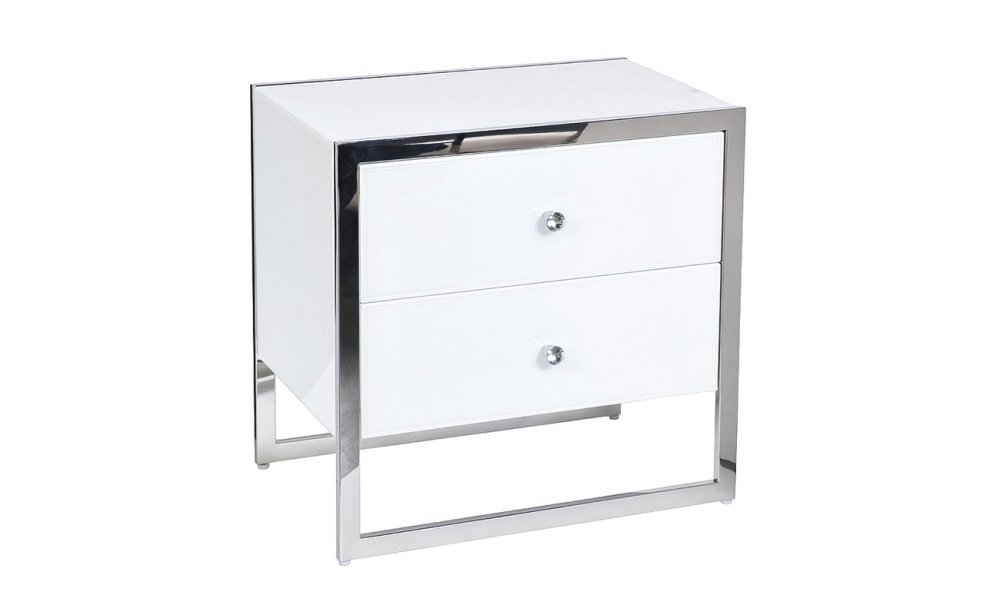 Тумба с 2-мя ящиками белая/хром KFG104