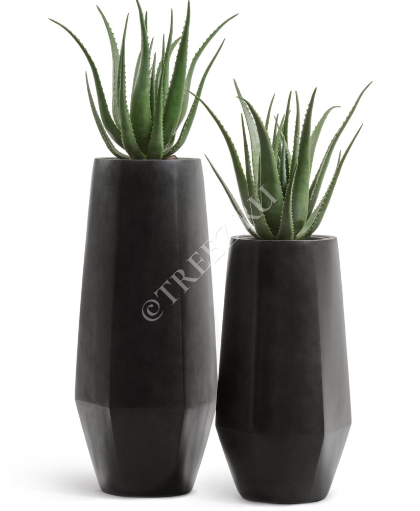 Кашпо TREEZ Effectory - Crystal - Высокий многогранник - Антрацит