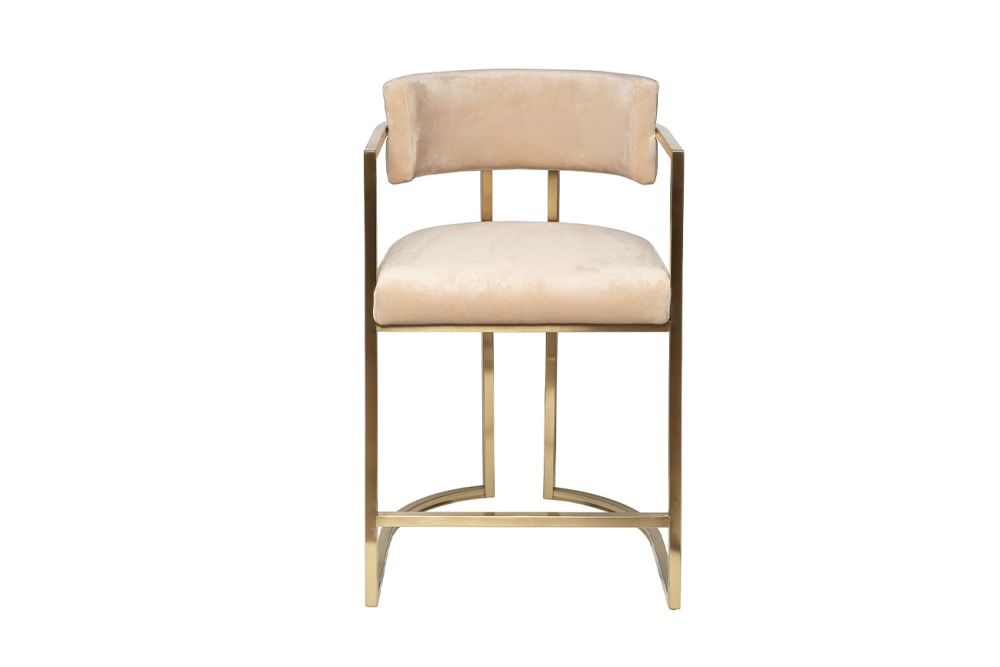 Стул полубарный велюр беж/мат. золото 76AR-603GOLD-BG