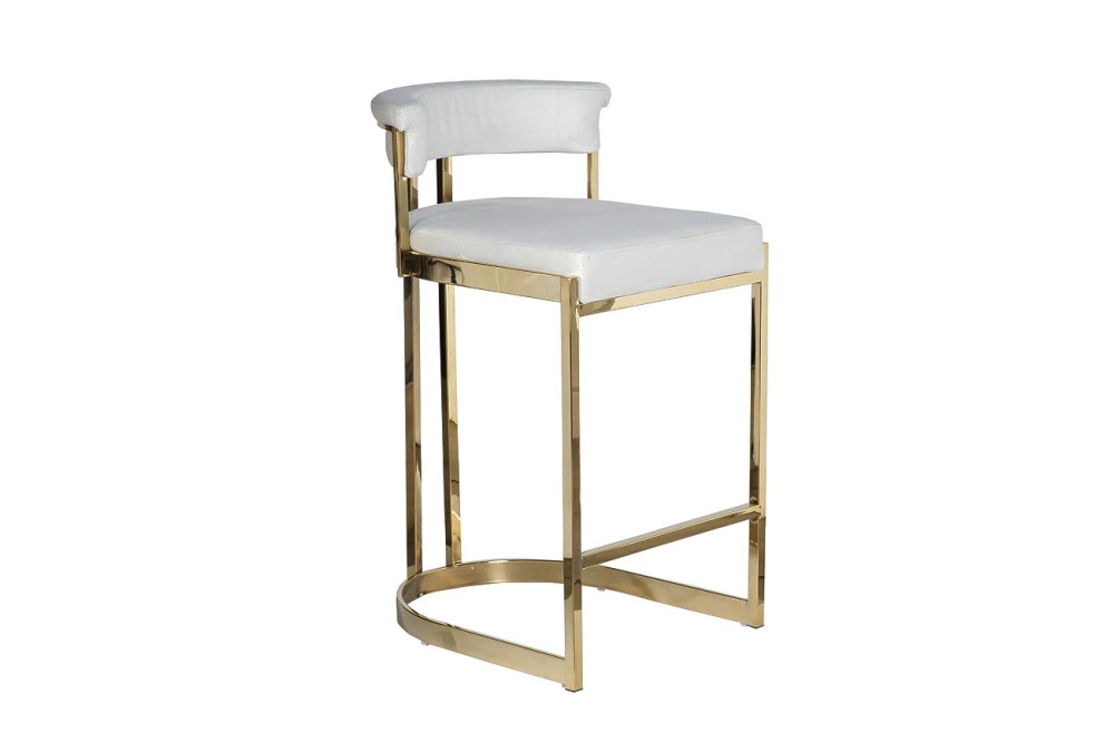 Стул барный велюр светло-серый/золото GY-B8216GOLD-LG
