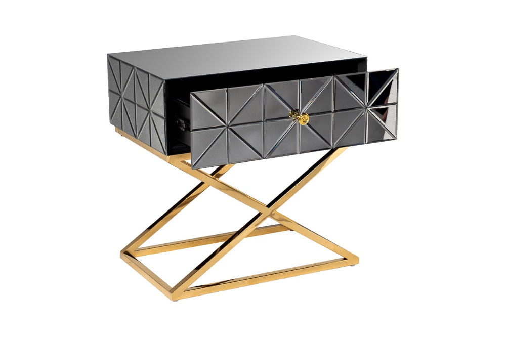 Тумба с матовой зерк.отделкой каркас металл.  60*40*60см