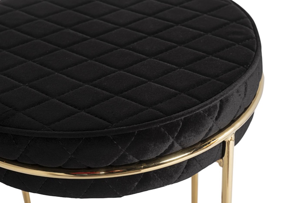 Банкетка велюр черный/золото d38*45см