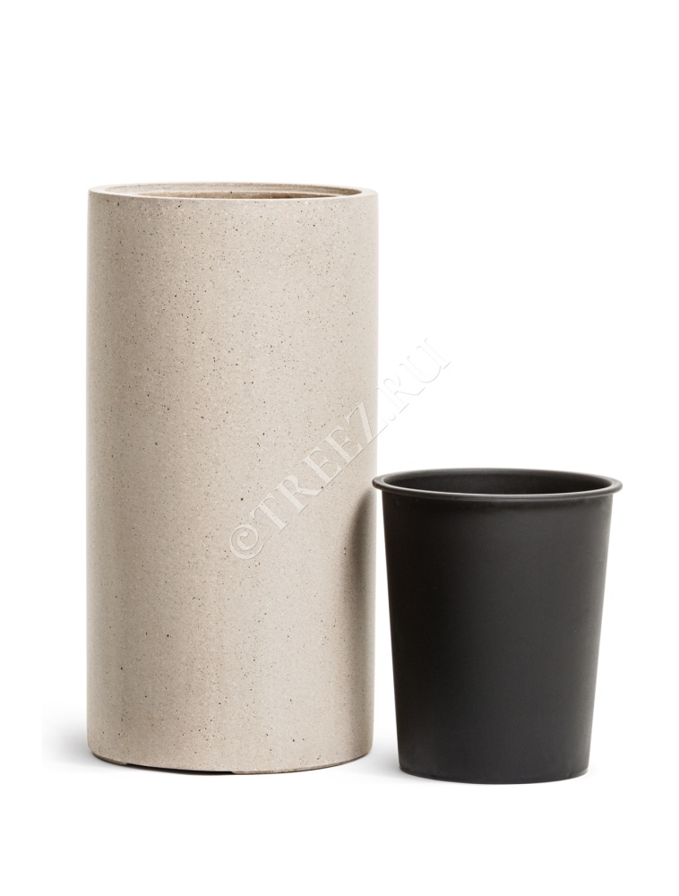 Кашпо TREEZ Effectory - Beton - Высокий цилиндр - Белый песок