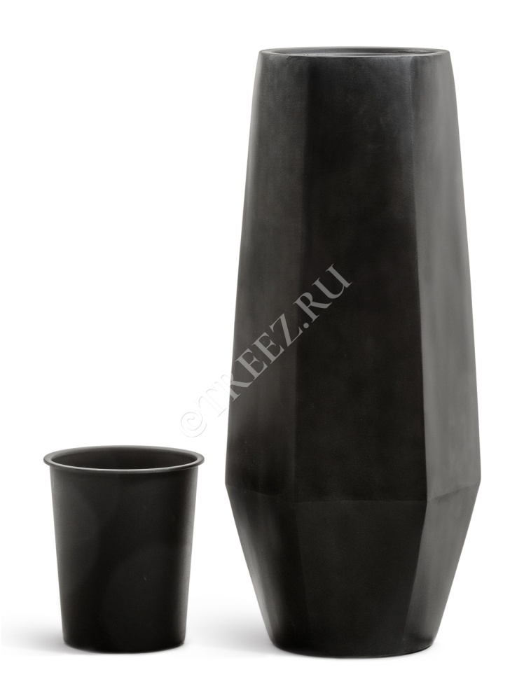 Кашпо TREEZ Effectory - Crystal - Высокий многогранник - Антрацит