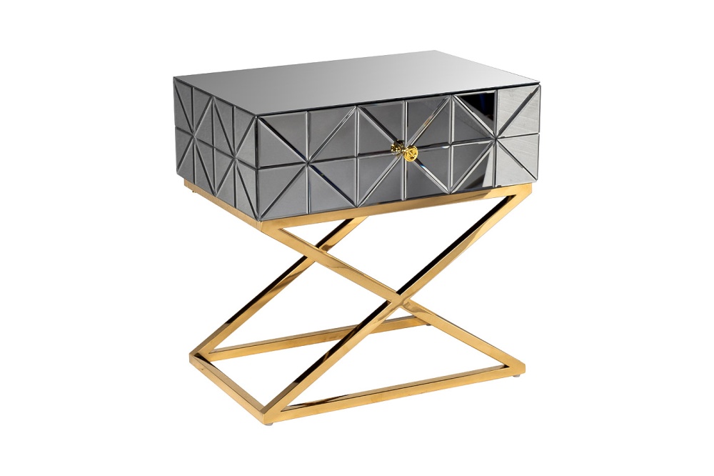 Тумба с матовой зерк.отделкой каркас металл.  60*40*60см