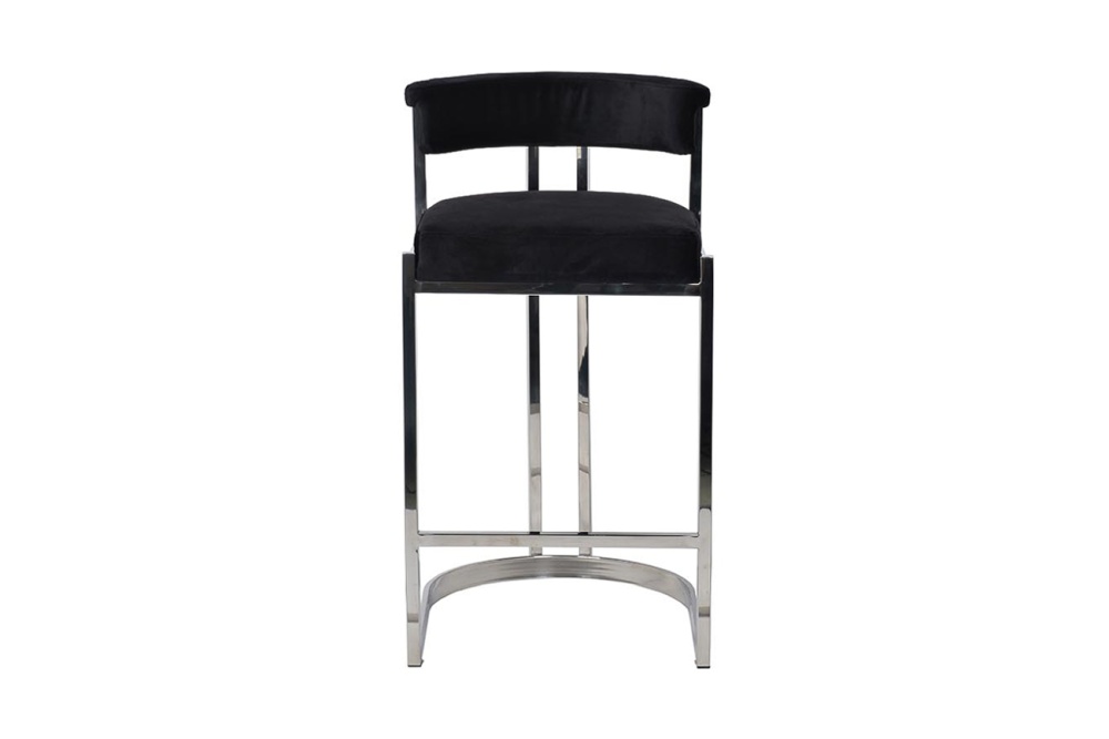 Стул барный велюр черный/хром  GY-B8216-BL