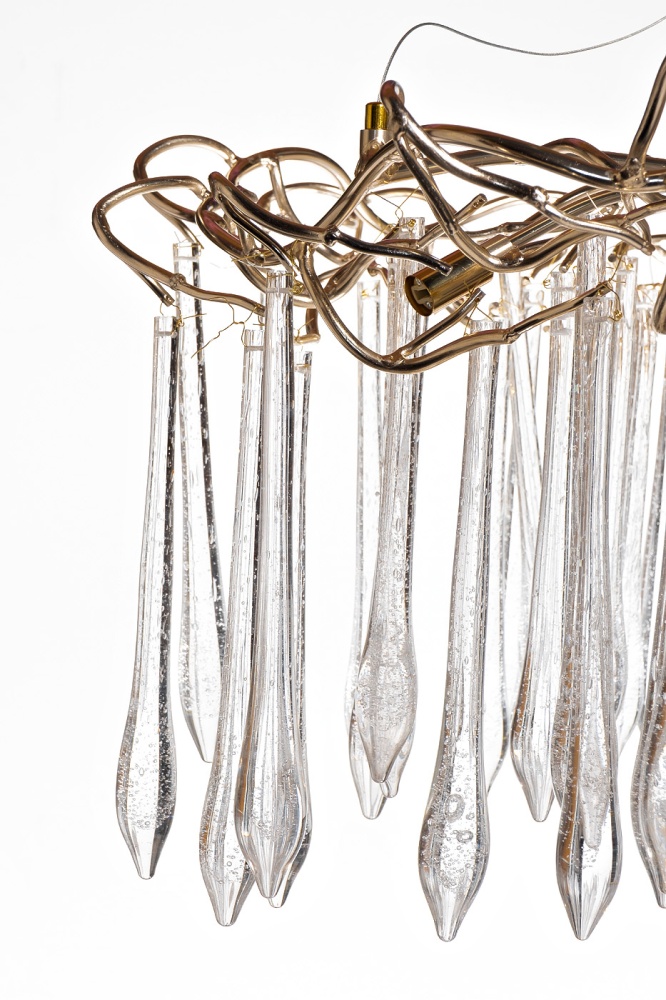 Люстра круглая "Капли" d.80*h.50см, шампань