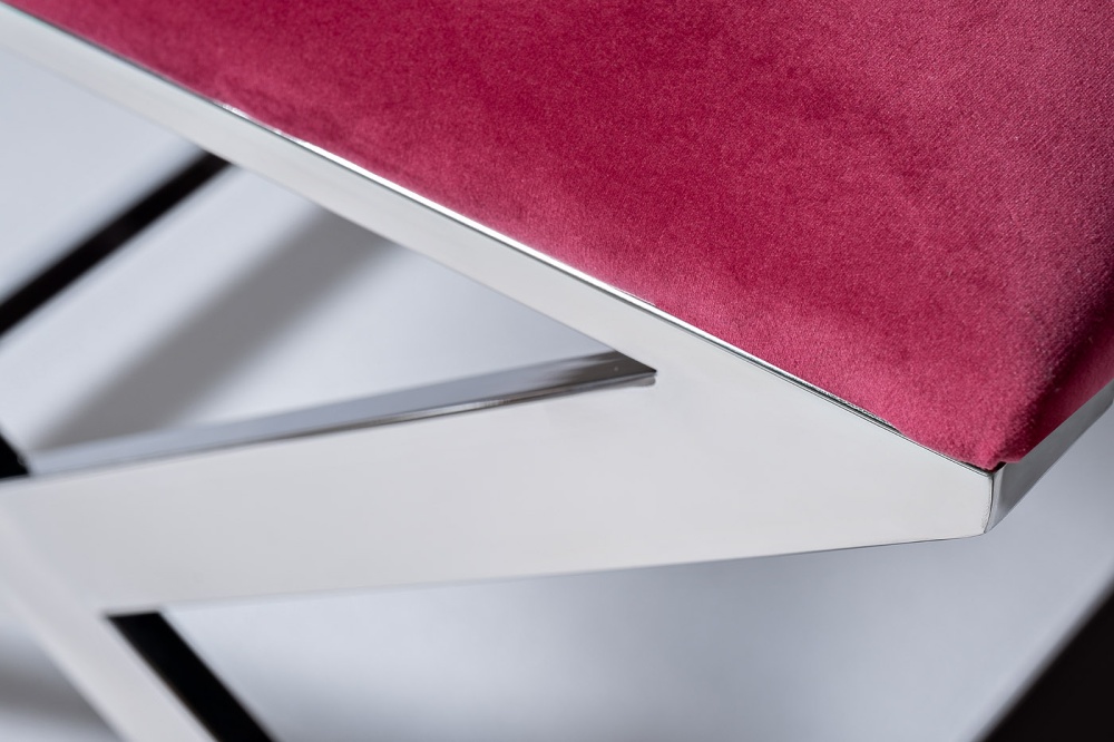 Банкетка велюр темно-роз./хром 59,5*45,5*44,5см